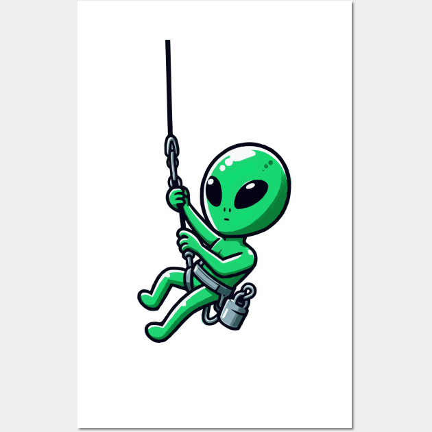 Funny alien Abseiling Wall Art by fikriamrullah